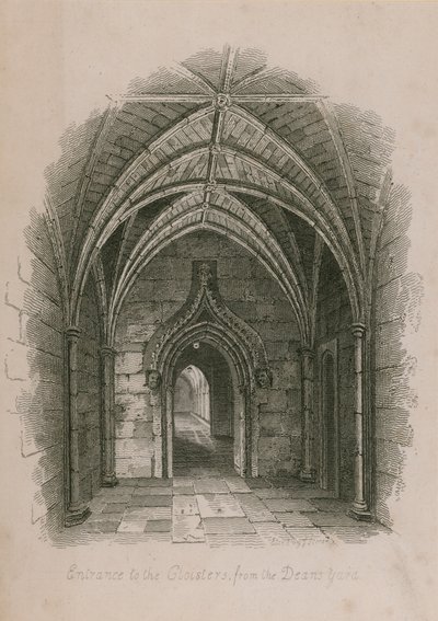 Vchod do klášterů z Deans Yard, Westminster Abbey, Londýn od English School