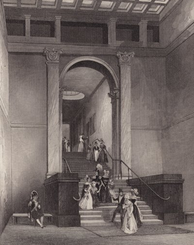 Vchod do Národní galerie, Londýn (rytina) od English School