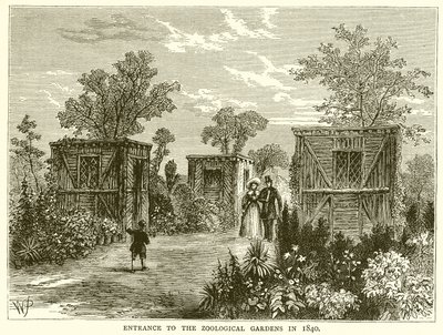 Vstup do zoologické zahrady v roce 1840 od English School