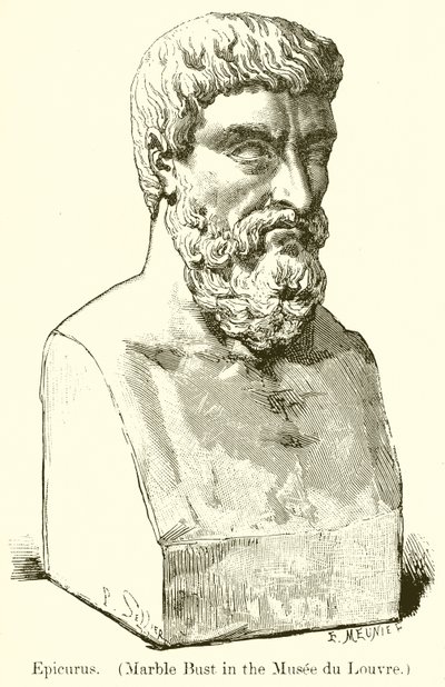 Epikuros. (Mramorová busta v Musee du Louvre) (rytina) od English School