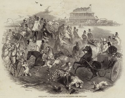 Epsom Races, "Derby Day", opuštění hřiště (rytina) od English School