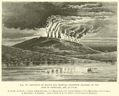 Erupce Mauna Loa (Havaj, Sandwichovy ostrovy) dne 14. února 1877 ve 21 hodin od English School