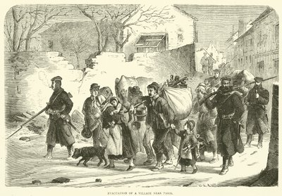 Evakuace vesnice poblíž Paříže, prosinec 1870 od English School