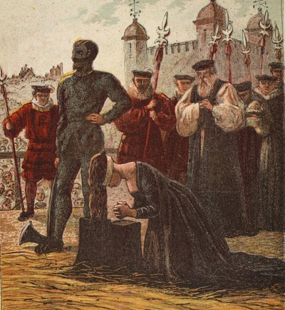 Poprava Lady Jane Grey, hospoda. 1890 (barevná litografie) od English School
