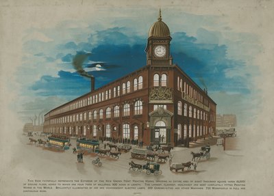 Exteriér tiskárny New Crown Point Printing Works od English School