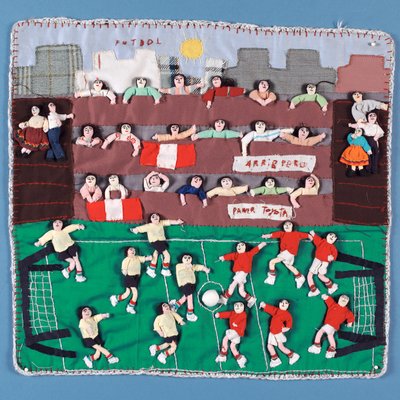 Látková koláž z fotbalového zápasu v Peru (textil) od English School