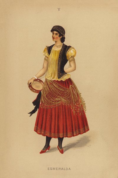 Oblečení pro maškarní: Esmeralda (barevná litografie) od English School
