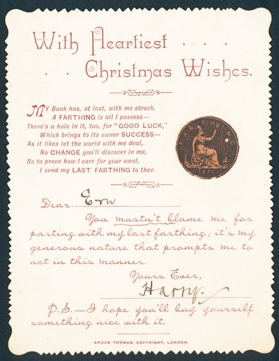 Farthing s dírou, vánoční přání od English School