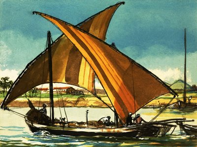 Lodě Felucca na řece Nil od English School