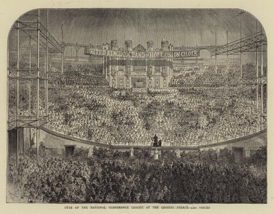 Fete of the National Temperance League v Crystal Palace, 5000 Voices (rytina) od English School