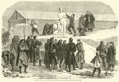 Postava odboje, popravená ve sněhu na baště č. 85, prosinec 1870 od English School