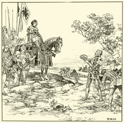 Hledání koruny v Bosworthu (inkoust na papíře) od English School