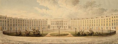 Finsbury Circus Pohled na sever směrem k London Institution, cca 1820 (akvarel na papíře) od English School