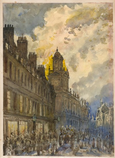 Požár v Grays Inn Lane, Londýn, 20. června 1880 (wc na papíře) od English School
