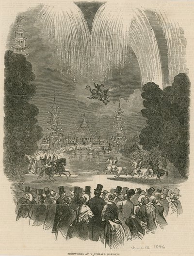 Ohňostroj ve Vauxhall Gardens, Londýn od English School