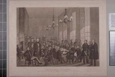 První setkání chartistů, British Coffee House na Cockspur Street, 1839 od English School