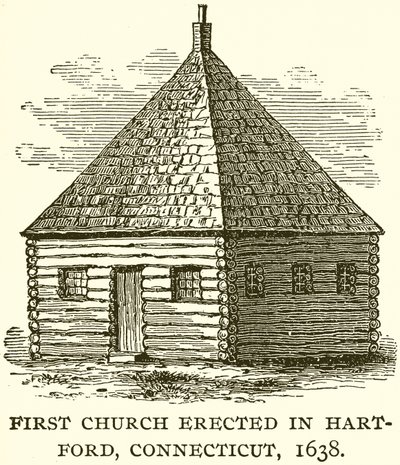 První kostel postavený v Hart-Ford, Connecticut, 1638 od English School