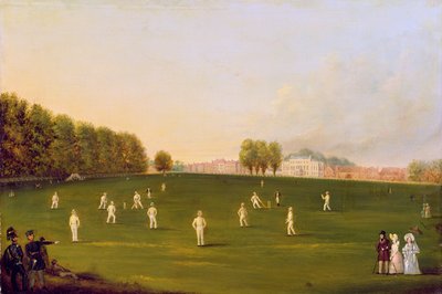 První velký zápas kriketu hraný členy Royal Amateur Society na Hampton Court Green, 3. srpna 1836, 1836 od English School