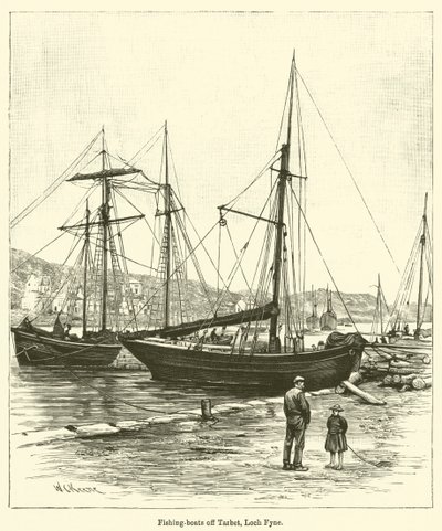 Rybářské lodě u Tarbetu, Loch Fyne (rytina) od English School