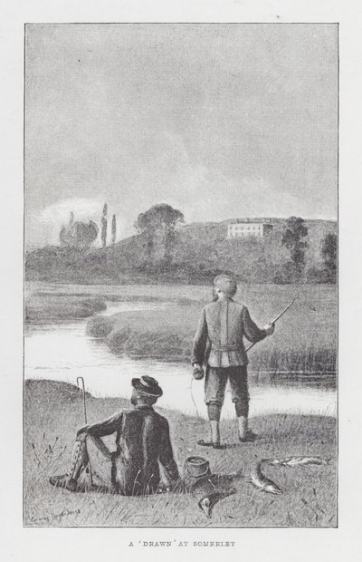 Rybaření: „Drawn“ v Somerley (litho) od English School