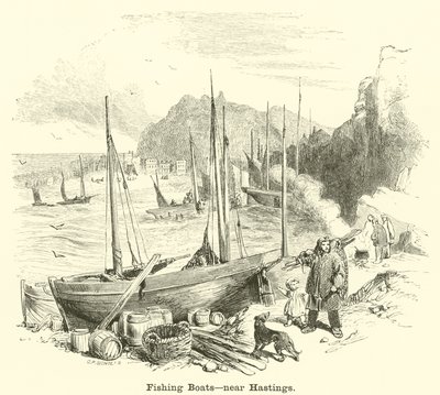 Rybářské lodě, poblíž Hastings od English School