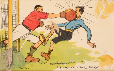 Fisting out Ball, nalepená pohlednice od English School