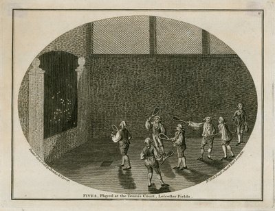 Pětky, hrané na tenisovém kurtu, Leicester Fields od English School