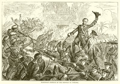 Fletchers obrana pevnůstky v Tanjore (1771) od English School