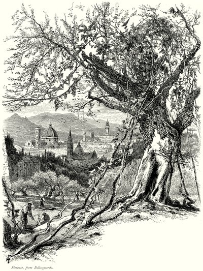Florencie, od Bellosguardo (rytina) od English School
