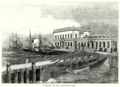 Folkestone a jihovýchodní pobřeží (rytina) od English School