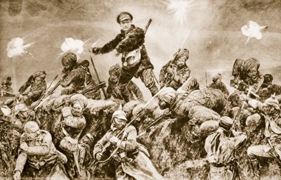 Za slávu Rádže: indičtí vojáci útočí na německé zákopy u Neuve Chapelle, březen 1915, 1914-19 od English School