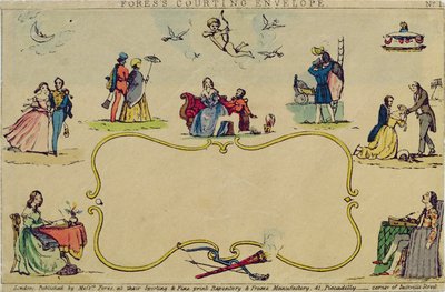 Foress Courting Envelope, pub. od pánů Fores, kolem roku 1840 od English School