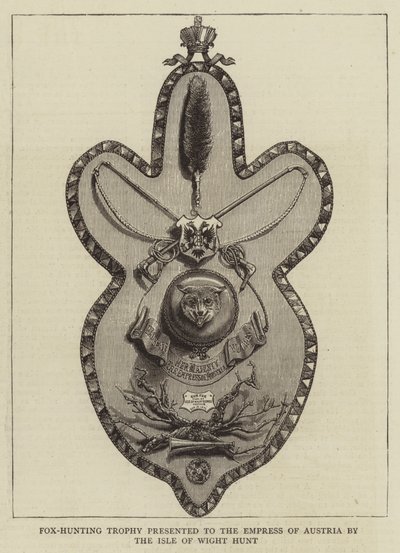 Fox-Hunting Trophy, kterou rakouské císařovně předal Isle of Wight Hunt (rytina) od English School