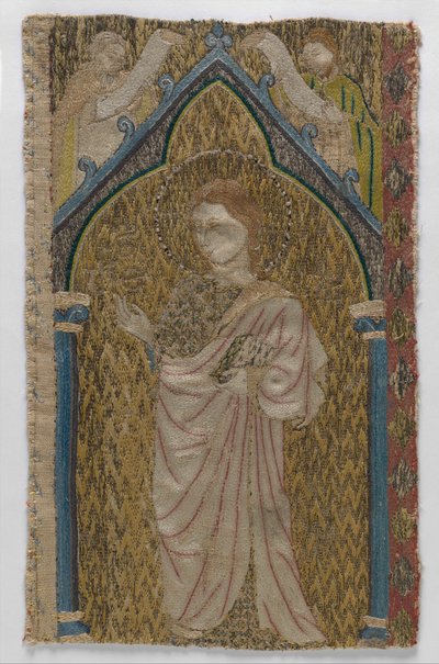 Fragment orphrey (lněné, hedvábné a zlaté nitě) od English School