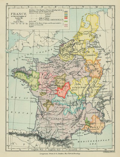 Francie při nástupu Ludvíka XI (barevná litografie) od English School
