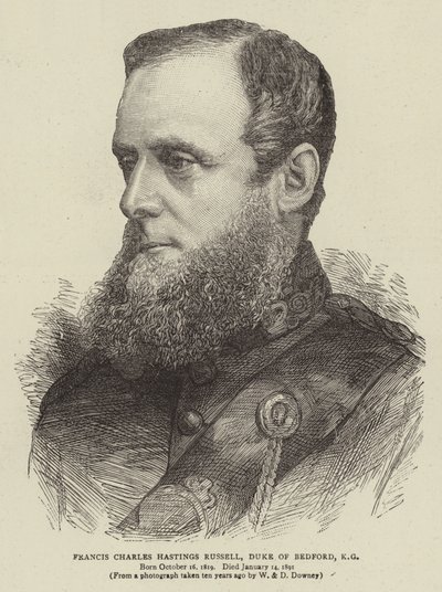 Francis Charles Hastings Russell, vévoda z Bedfordu, KG (rytina) od English School