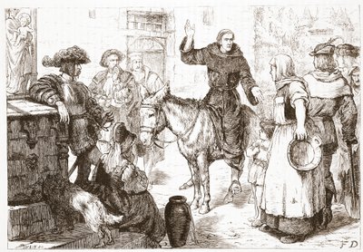 Francis Lambert Preaching, ilustrace z Historie protestantismu od Jamese Aitkena Wylie (1808-1890), pub. 1878 od English School