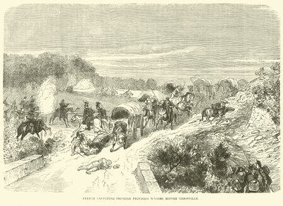 Francouzi zabírají pruské zásobovací vozy před Thionville, září 1870 od English School