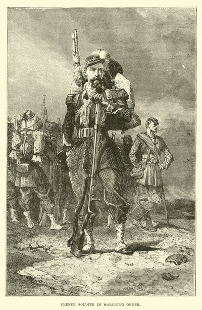 Francouzský voják v pochodovém pořadí od English School