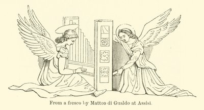 Z fresky Mattea di Gualda v Assisi (rytina) od English School