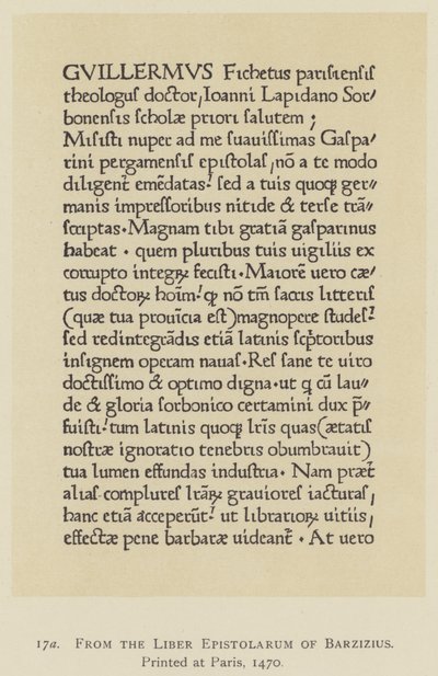 Z Liber Epistolarum of Barzizius, vytištěné v Paříži od English School