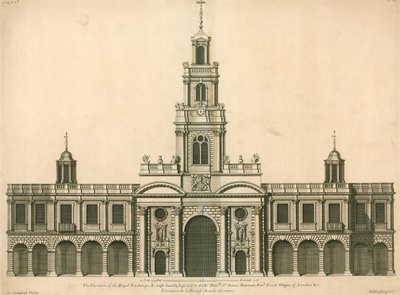 Přední pohled na Royal Exchange, Londýn od English School