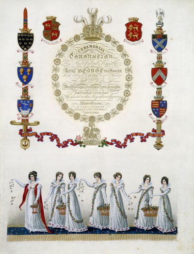 Frontispis, z „Ceremoniálu korunovace Jeho Nejsvětějšího Veličenstva krále Jiřího čtvrtého“, od Johna Whittakera, 1823 od English School