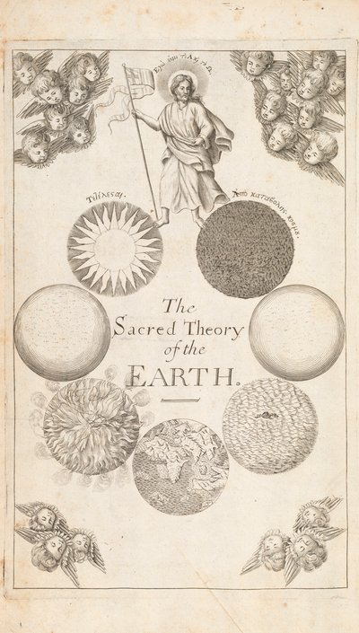 Frontispis z Teorie Země od Thomase Burneta, Londýn, 1684 od English School