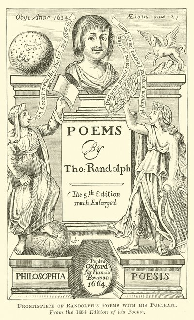 Frontispis Randolphových básní s jeho portrétem od English School