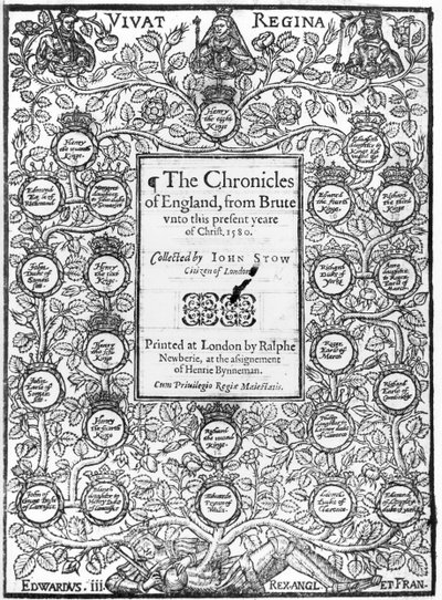 Frontispis The Chronicles of England od Johna Stowa (asi 1525-1605), 1580 od English School