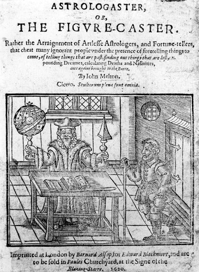 Frontispice k Astrologasterovi, neboli sesílatel figur od Johna Meltona, vydaný v roce 1620 od English School