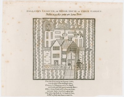Frontispis do Hollands Leaguer, 1632. Pařížská zahrada od English School