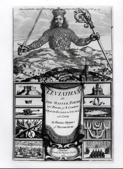 Frontispis k Leviathanovi aneb hmota, forma a moc společného církevního a občanského bohatství, 1651, Thomas Hobbes (1588-1679) z Malmesbury od English School