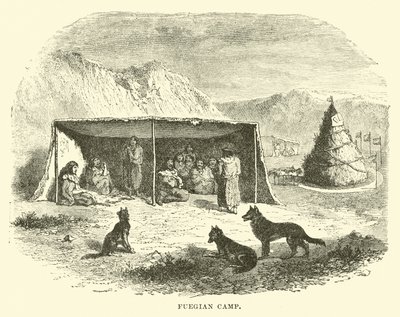 Fuegian Camp, Tierra del Fuego, 1890 od English School